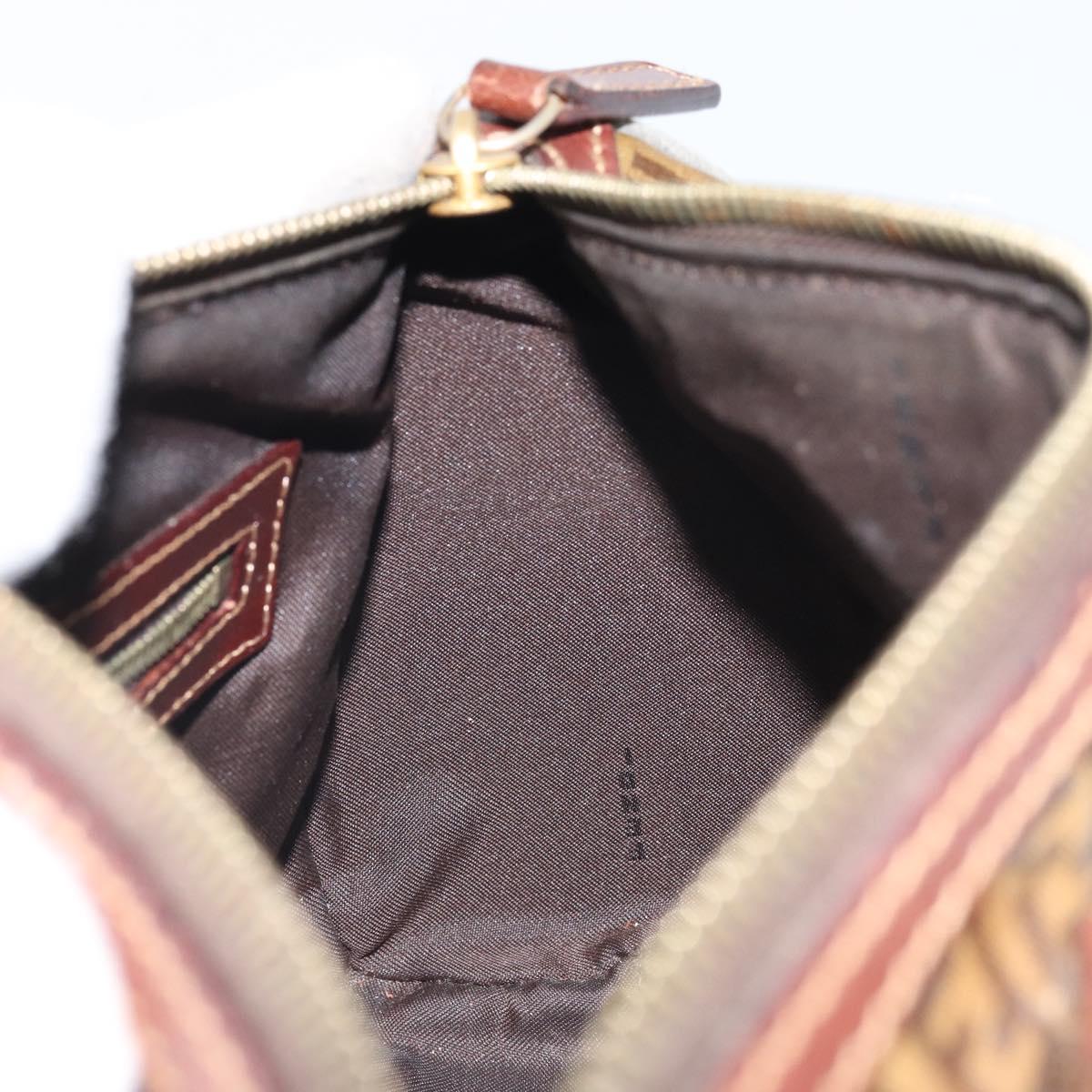 FENDI Zucchino Canvas Boston Bag Patent leather Brown Gold Auth 171572