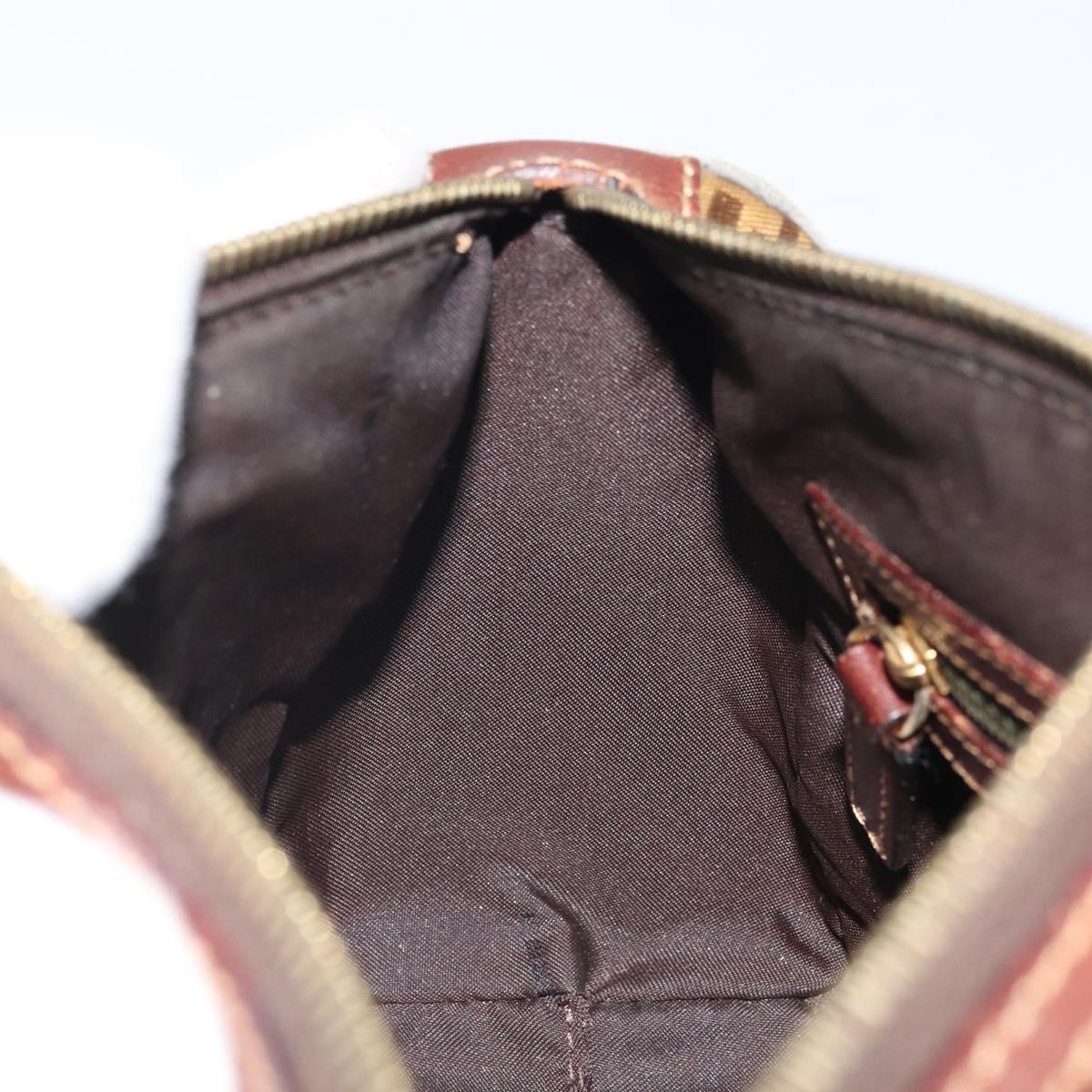 FENDI Zucchino Canvas Boston Bag Patent leather Brown Gold Auth 171572