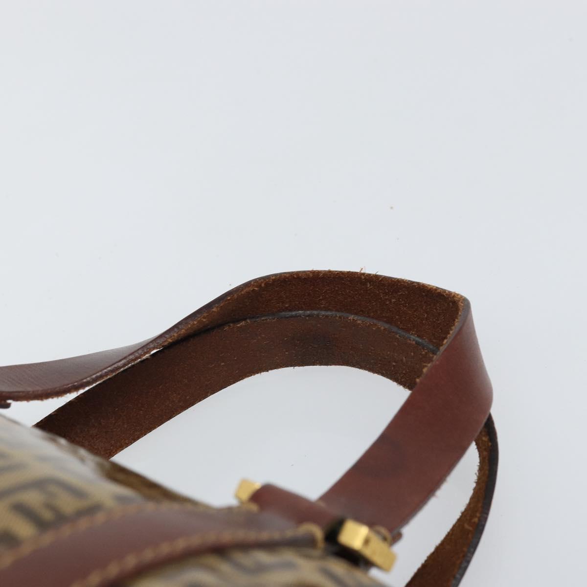 FENDI Zucchino Canvas Boston Bag Patent leather Brown Gold Auth 171572