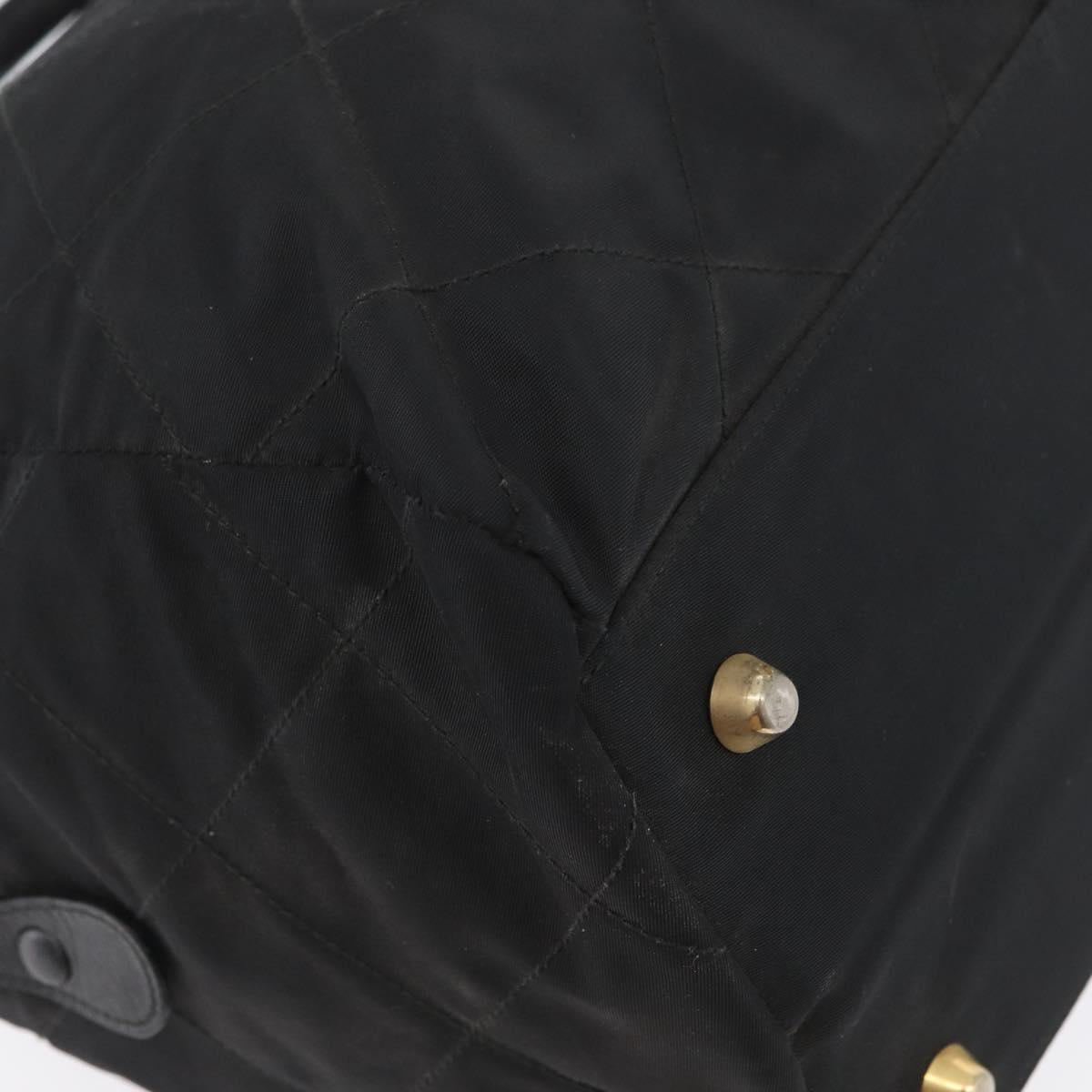 PRADA Chain Hand Bag Nylon Black Gold Auth 171579