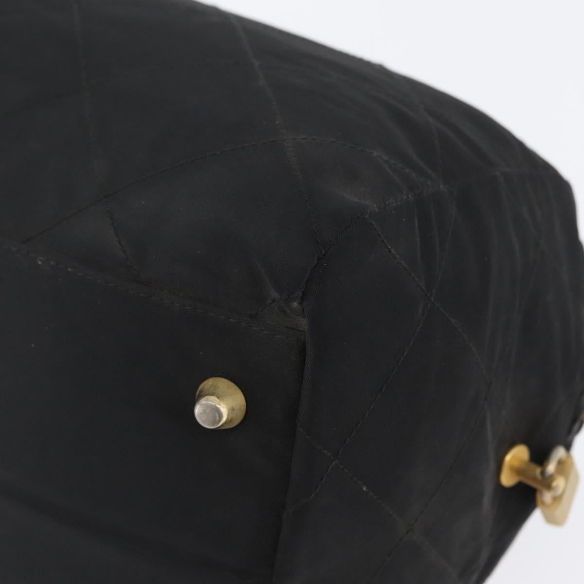 PRADA Chain Hand Bag Nylon Black Gold Auth 171579