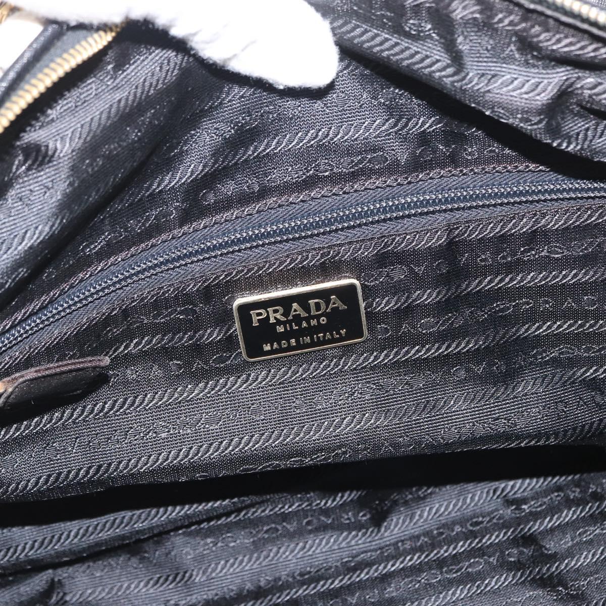 PRADA Chain Hand Bag Nylon Black Gold Auth 171579