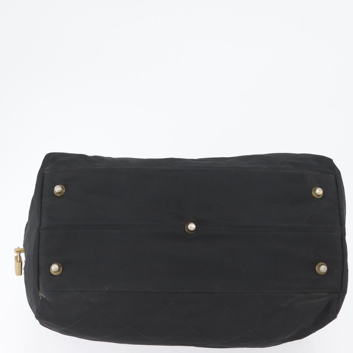 PRADA Chain Hand Bag Nylon Black Gold Auth 171579