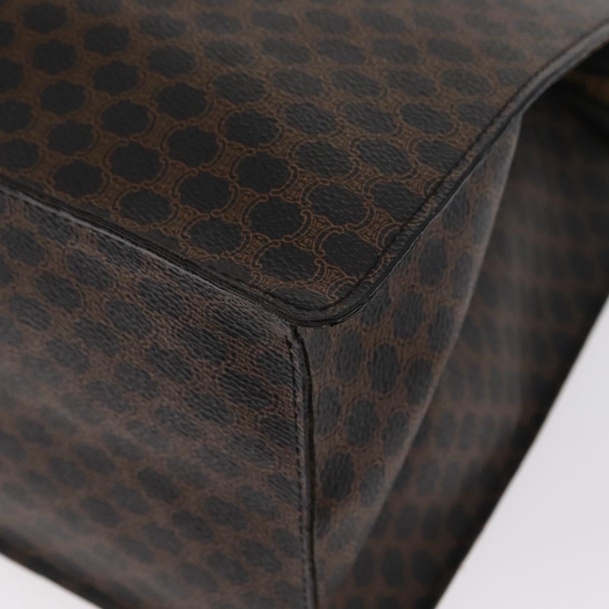 CELINE Macadam Canvas Hand Bag PVC Leather Black Gold Auth 171585