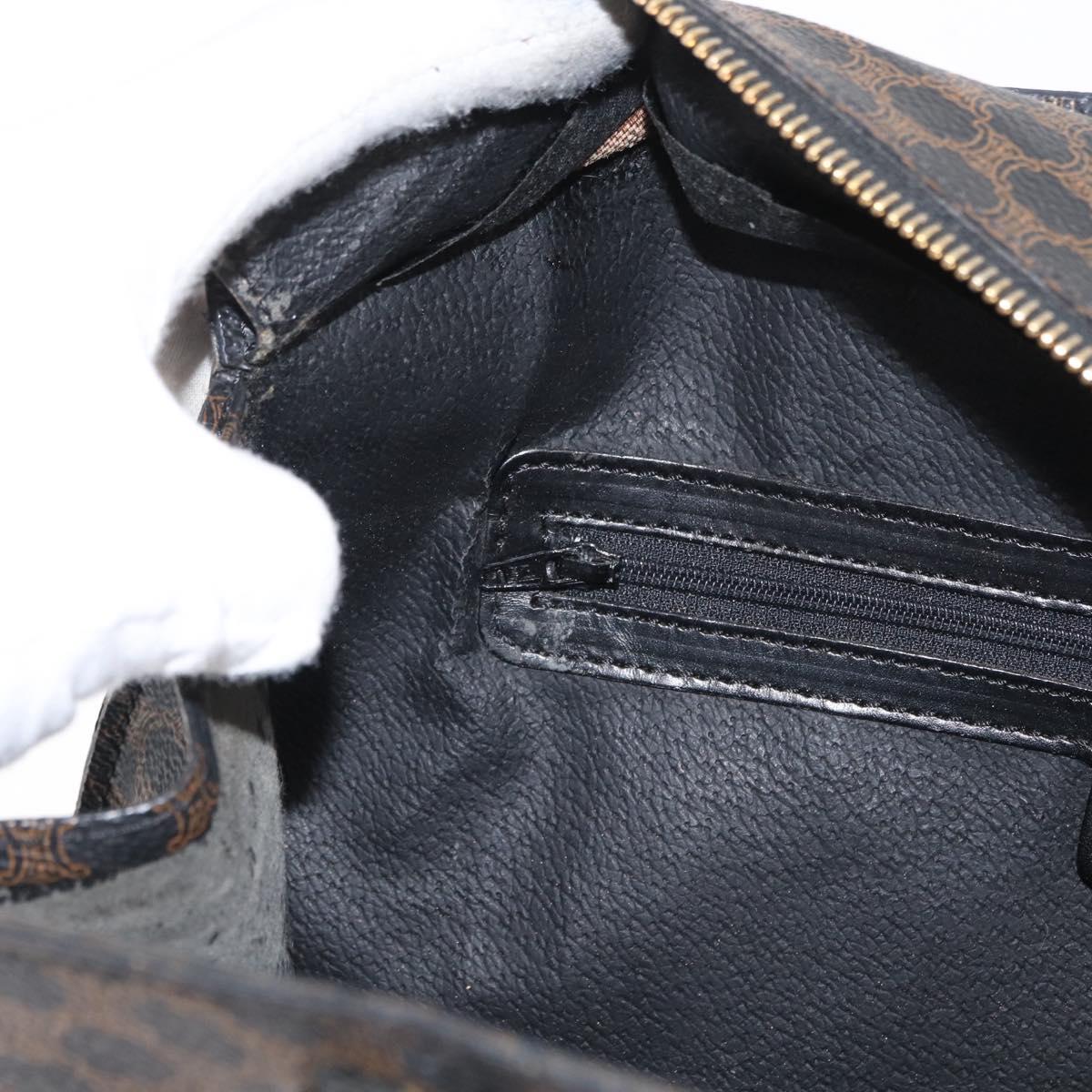 CELINE Macadam Canvas Hand Bag PVC Leather Black Gold Auth 171585