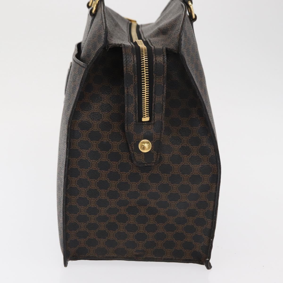 CELINE Macadam Canvas Hand Bag PVC Leather Black Gold Auth 171585