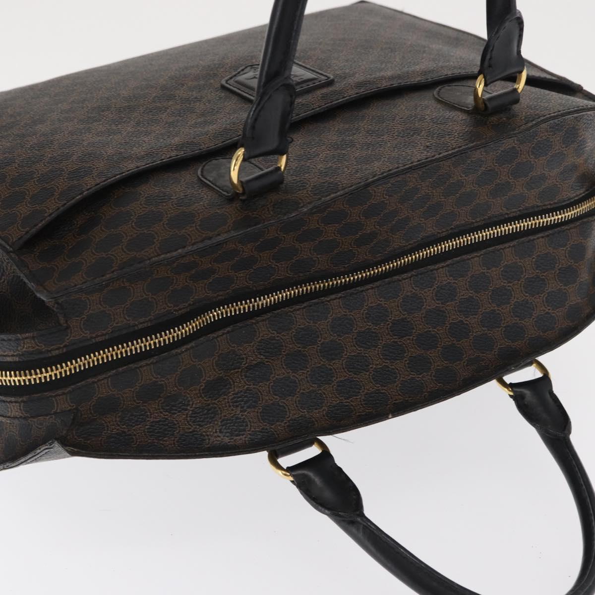 CELINE Macadam Canvas Hand Bag PVC Leather Black Gold Auth 171585
