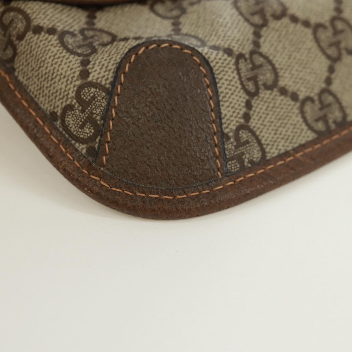 GUCCI GG Supreme Web Sherry Line Pouch PVC Beige Gold 89 01 021 Auth 171587V