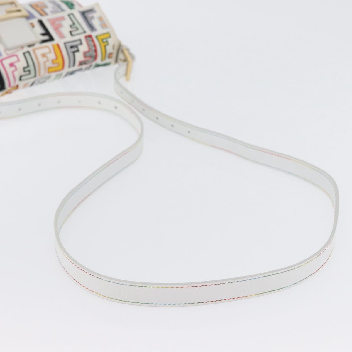 FENDI Zucca Canvas Mamma Baguette Shoulder Bag Multicolor Gold Auth 171596SM