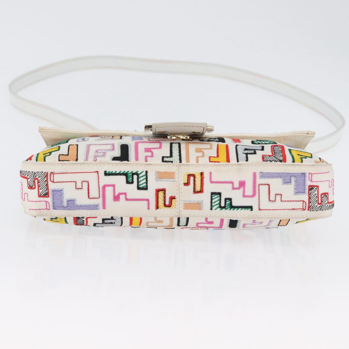 FENDI Zucca Canvas Mamma Baguette Shoulder Bag Multicolor Gold Auth 171596SM