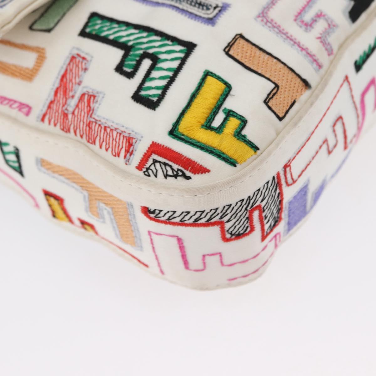 FENDI Zucca Canvas Mamma Baguette Shoulder Bag Multicolor Gold Auth 171596SM