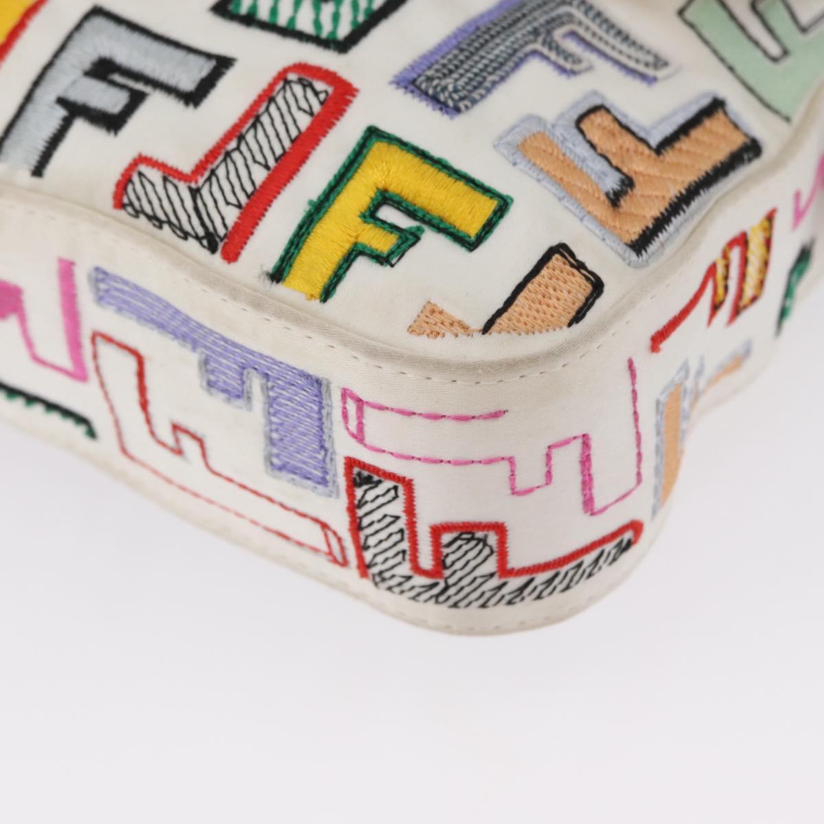 FENDI Zucca Canvas Mamma Baguette Shoulder Bag Multicolor Gold Auth 171596SM