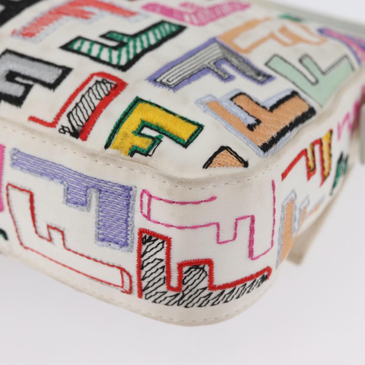 FENDI Zucca Canvas Mamma Baguette Shoulder Bag Multicolor Gold Auth 171596SM