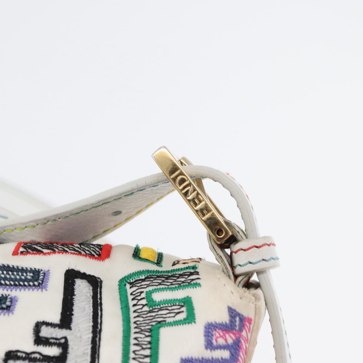 FENDI Zucca Canvas Mamma Baguette Shoulder Bag Multicolor Gold Auth 171596SM