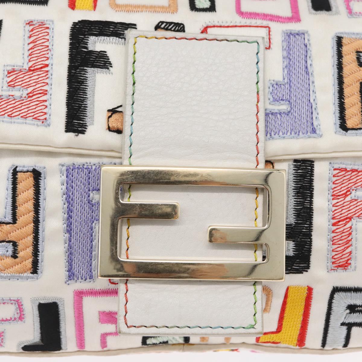 FENDI Zucca Canvas Mamma Baguette Shoulder Bag Multicolor Gold Auth 171596SM