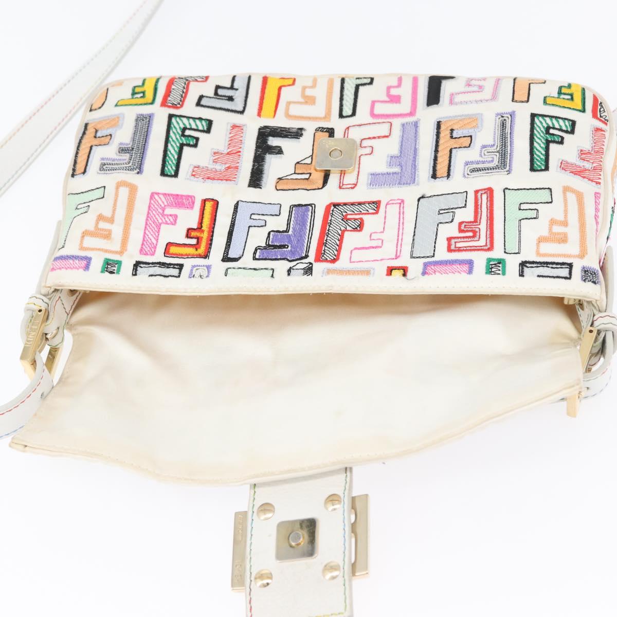 FENDI Zucca Canvas Mamma Baguette Shoulder Bag Multicolor Gold Auth 171596SM