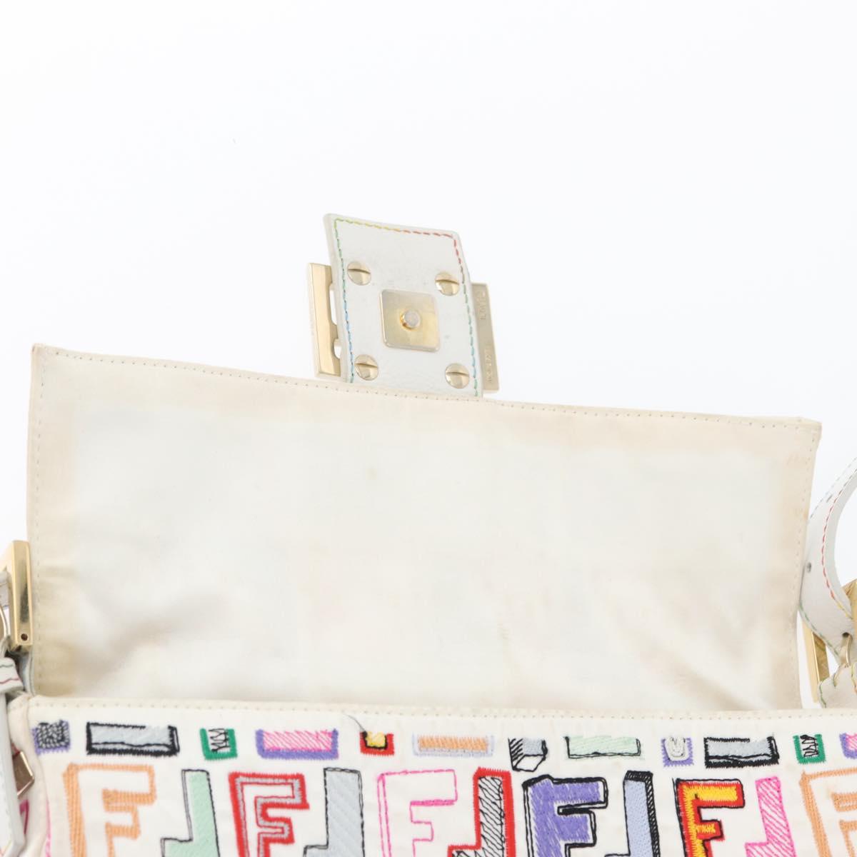 FENDI Zucca Canvas Mamma Baguette Shoulder Bag Multicolor Gold Auth 171596SM