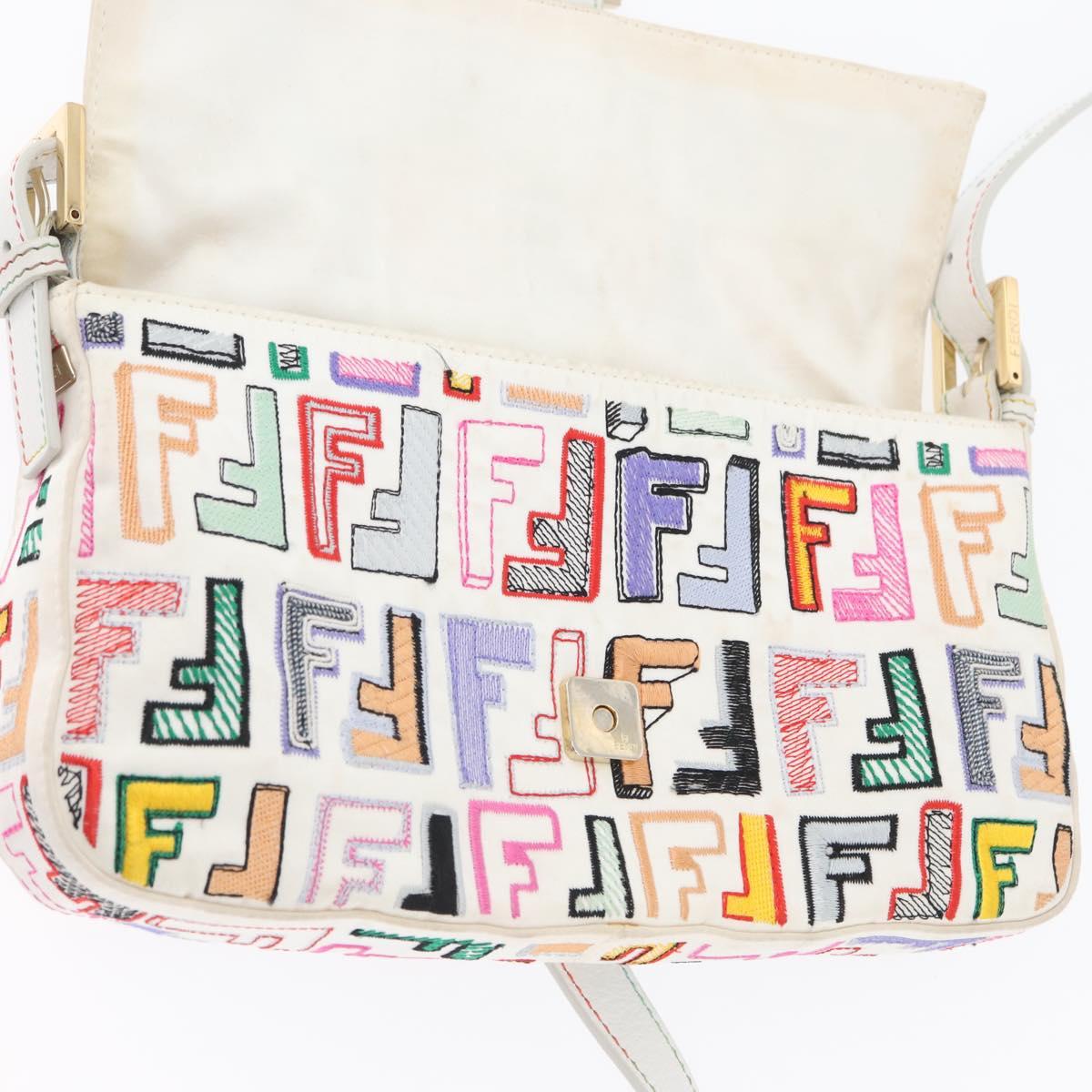 FENDI Zucca Canvas Mamma Baguette Shoulder Bag Multicolor Gold Auth 171596SM