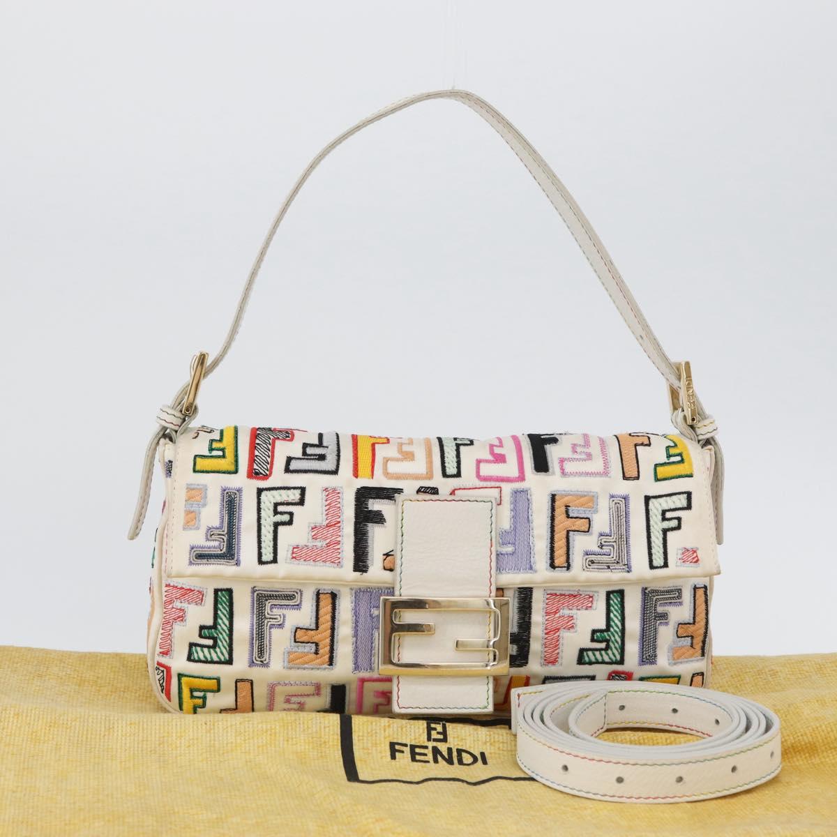 FENDI Zucca Canvas Mamma Baguette Shoulder Bag Multicolor Gold Auth 171596SM