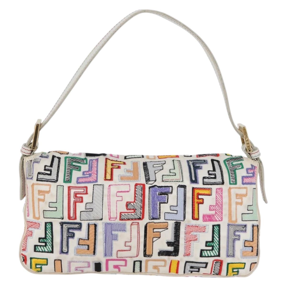 FENDI Zucca Canvas Mamma Baguette Shoulder Bag Multicolor Gold Auth 171596SM