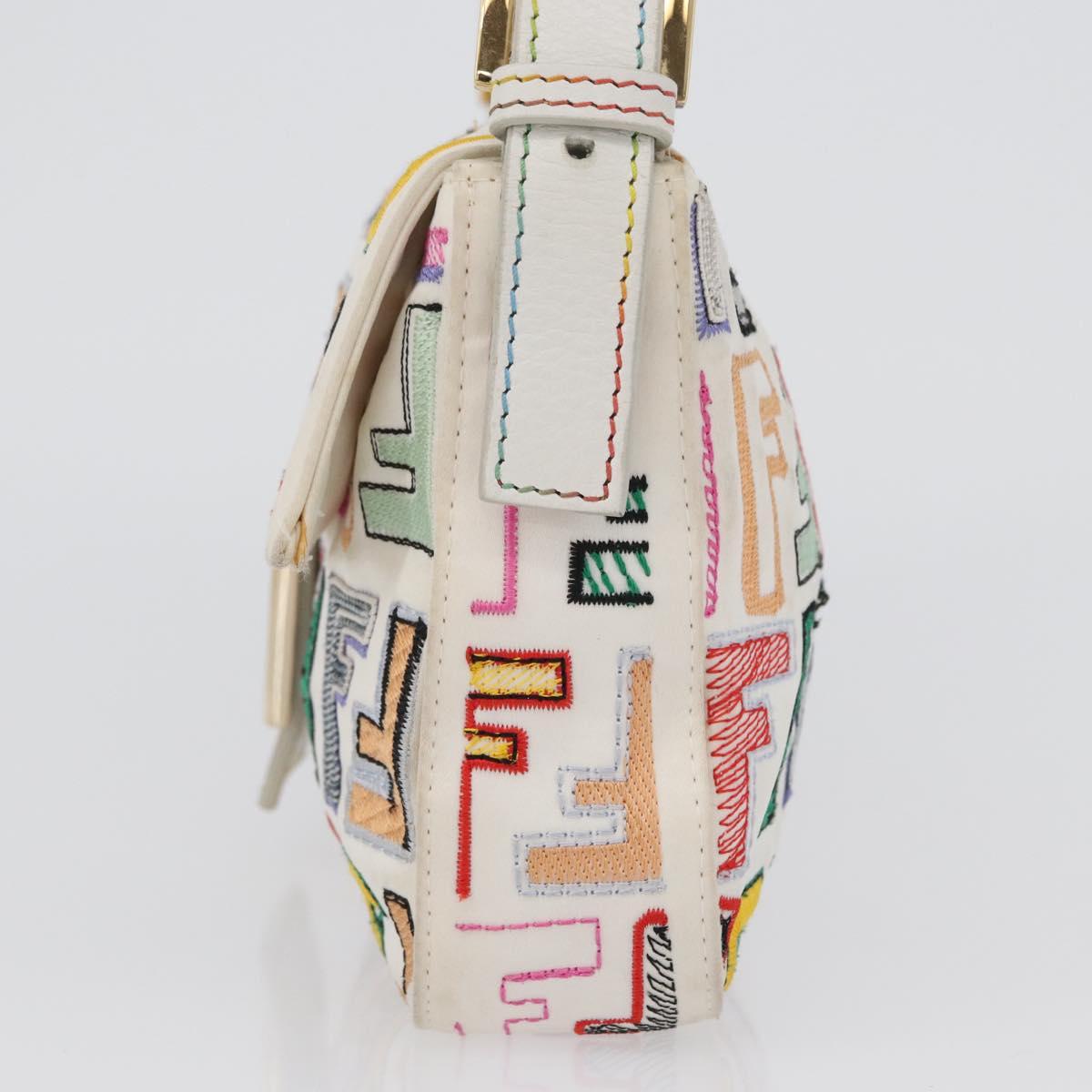 FENDI Zucca Canvas Mamma Baguette Shoulder Bag Multicolor Gold Auth 171596SM