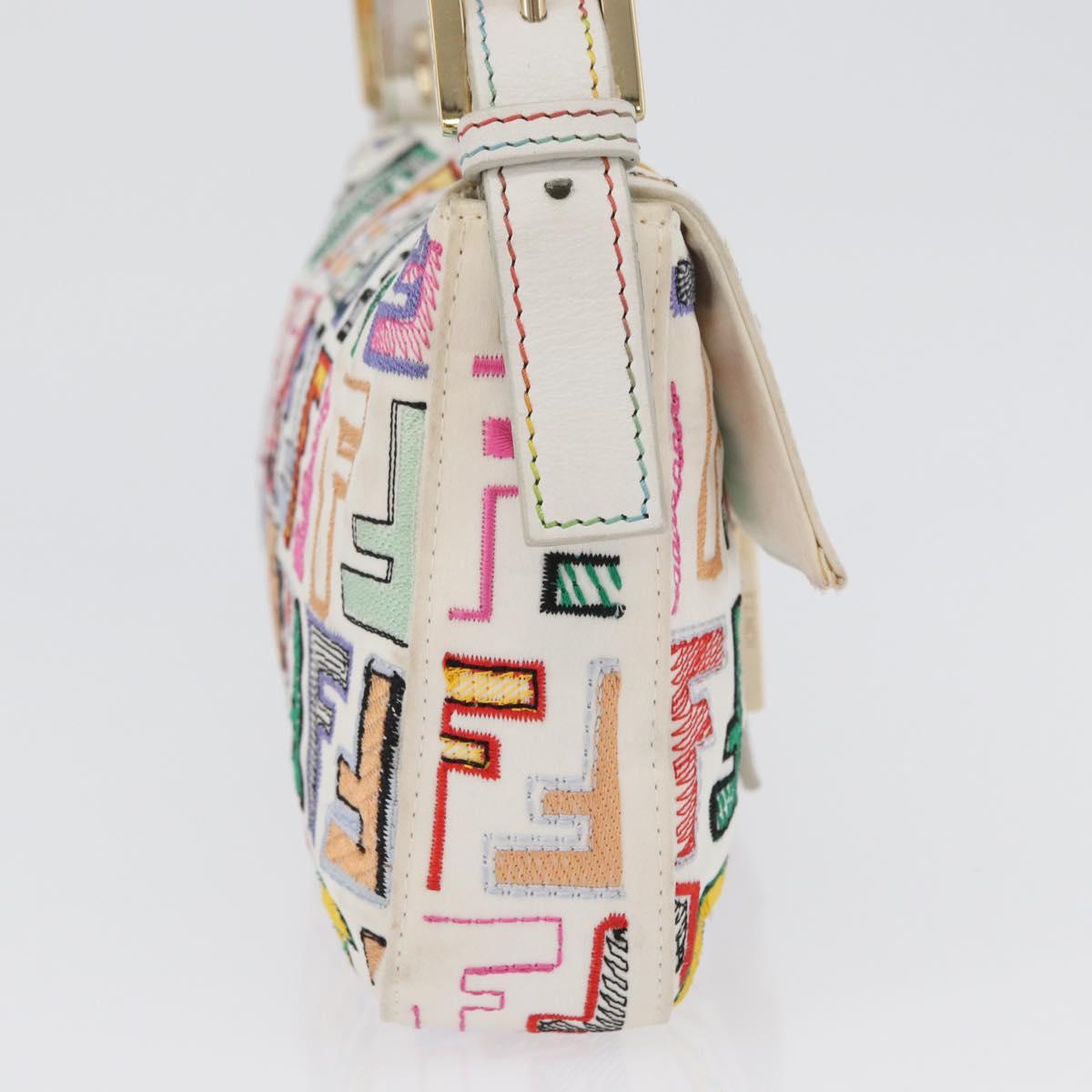 FENDI Zucca Canvas Mamma Baguette Shoulder Bag Multicolor Gold Auth 171596SM