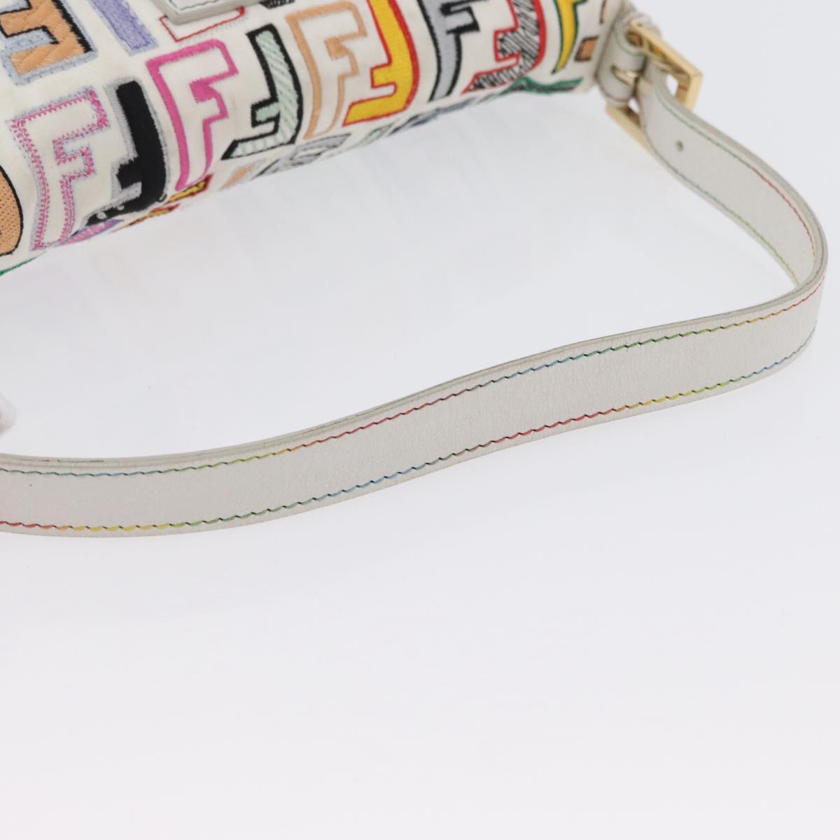 FENDI Zucca Canvas Mamma Baguette Shoulder Bag Multicolor Gold Auth 171596SM