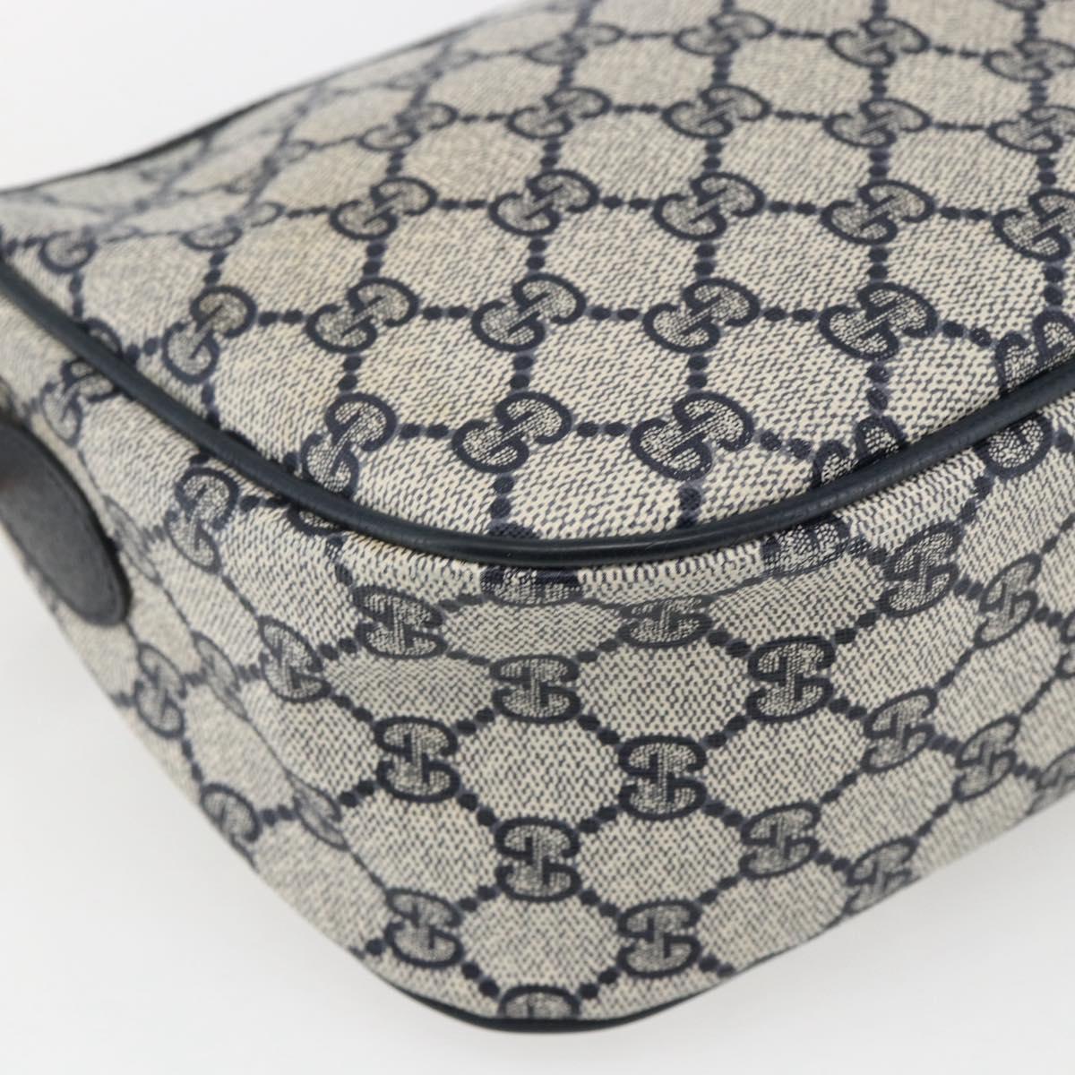 GUCCI GG Supreme Sherry Line Shoulder Bag PVC Navy Gold 89 02 032 Auth 171597
