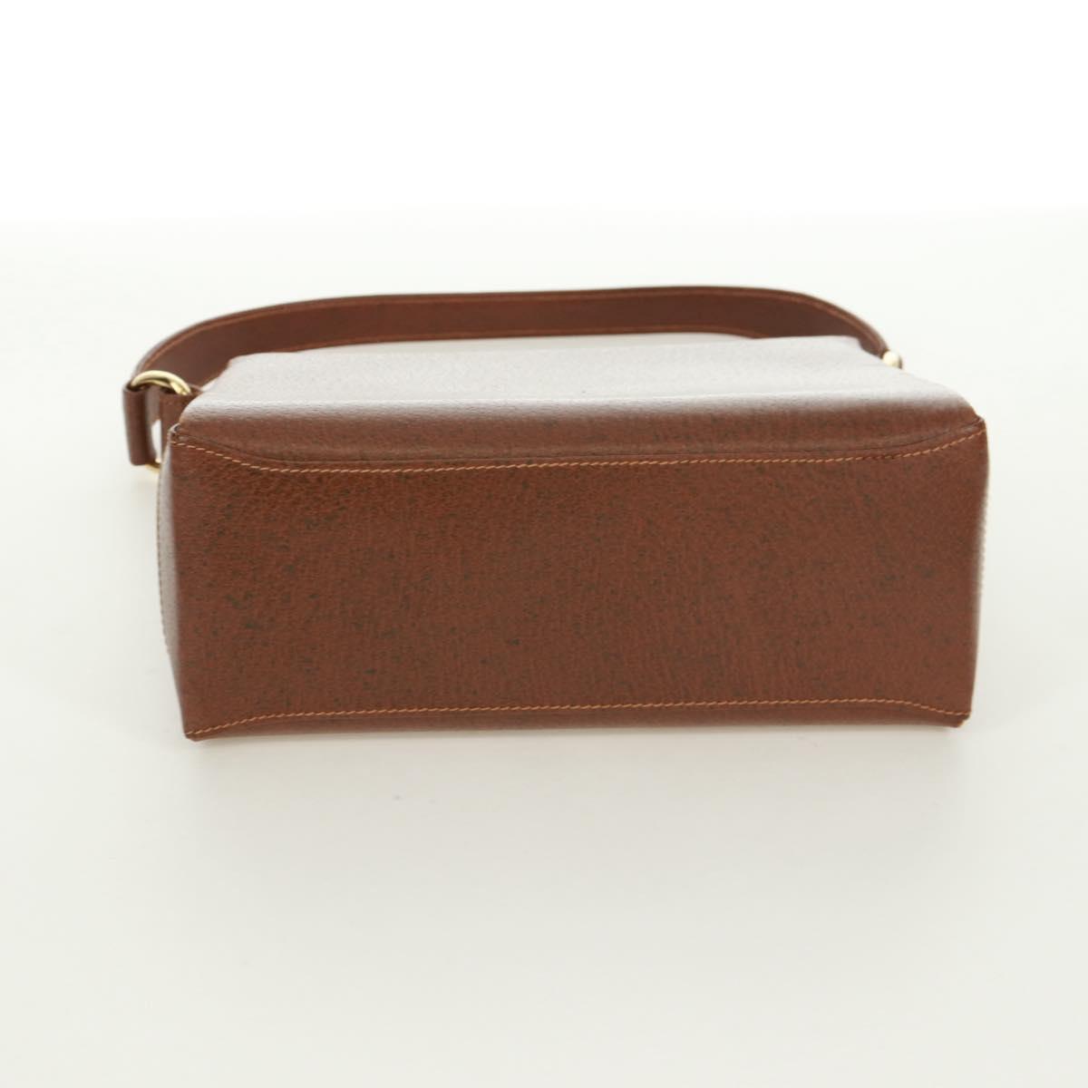 GUCCI Hand Bag Leather Brown Gold Auth 171598V