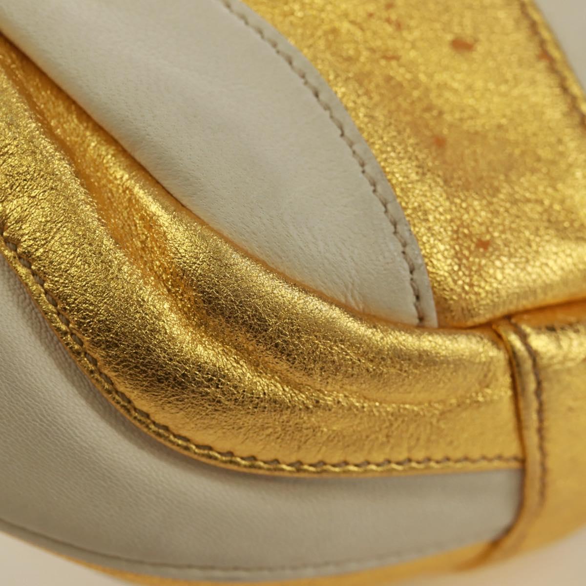 PRADA Hand Bag Leather Gold Auth 171603A