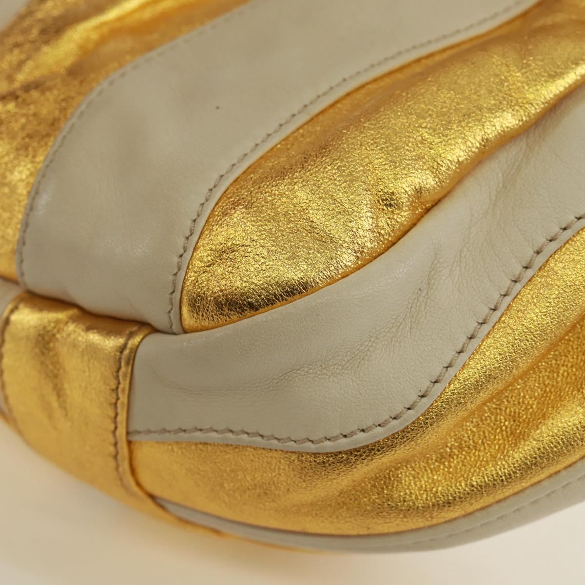PRADA Hand Bag Leather Gold Auth 171603A