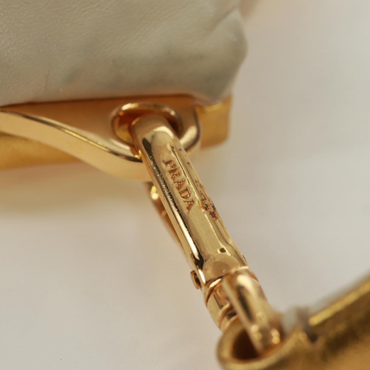 PRADA Hand Bag Leather Gold Auth 171603A