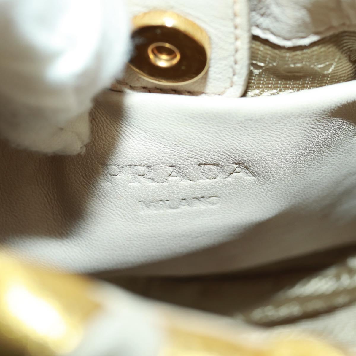 PRADA Hand Bag Leather Gold Auth 171603A