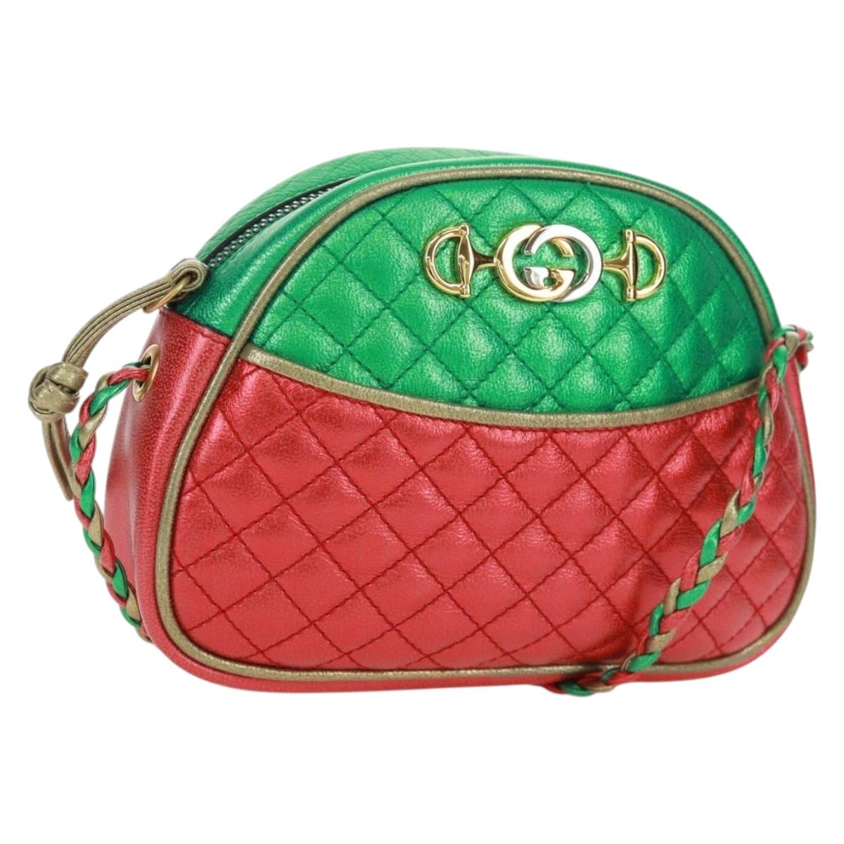 GUCCI Zumi Shoulder Bag Leather Red Gold 534951 Auth 171605V