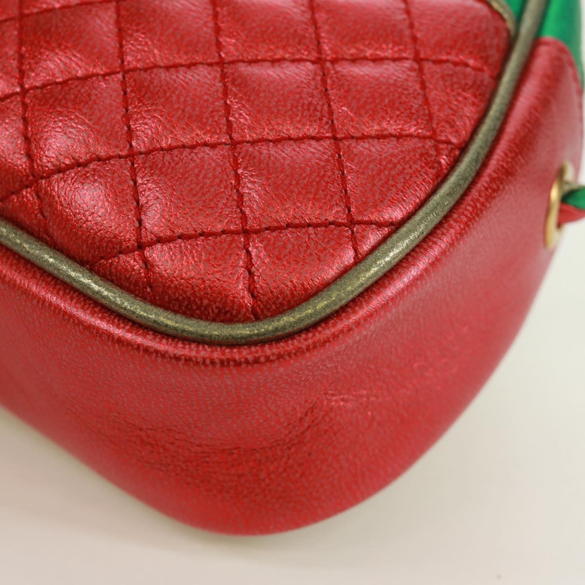 GUCCI Zumi Shoulder Bag Leather Red Gold 534951 Auth 171605V