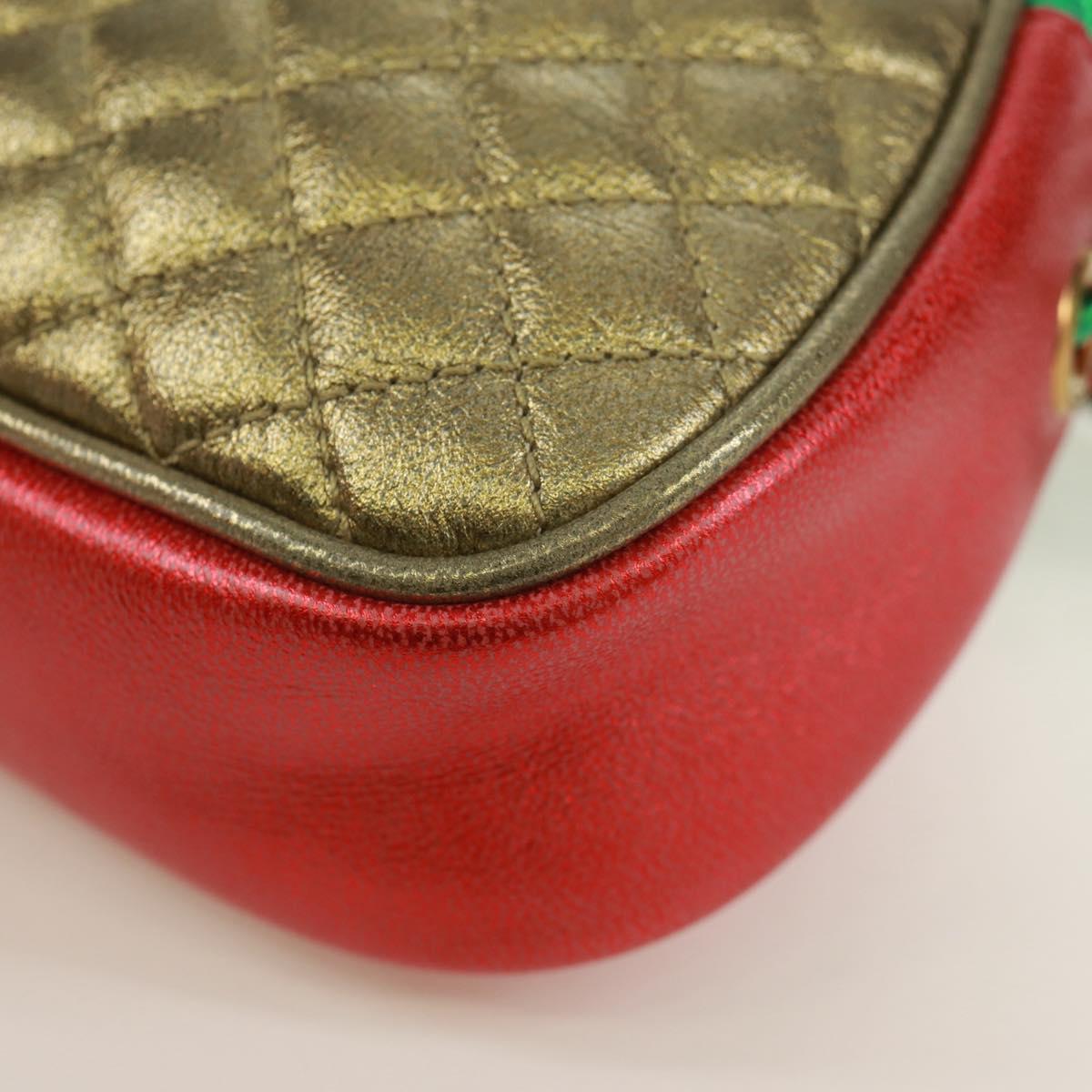 GUCCI Zumi Shoulder Bag Leather Red Gold 534951 Auth 171605V