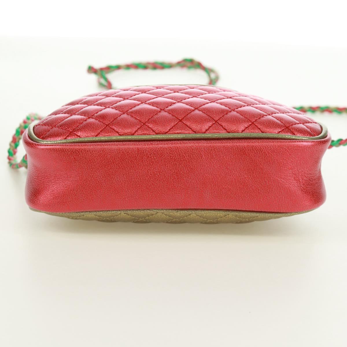 GUCCI Zumi Shoulder Bag Leather Red Gold 534951 Auth 171605V