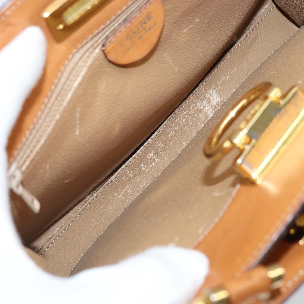 CELINE Macadam Canvas Shoulder Bag PVC Leather Brown Gold Auth 171609