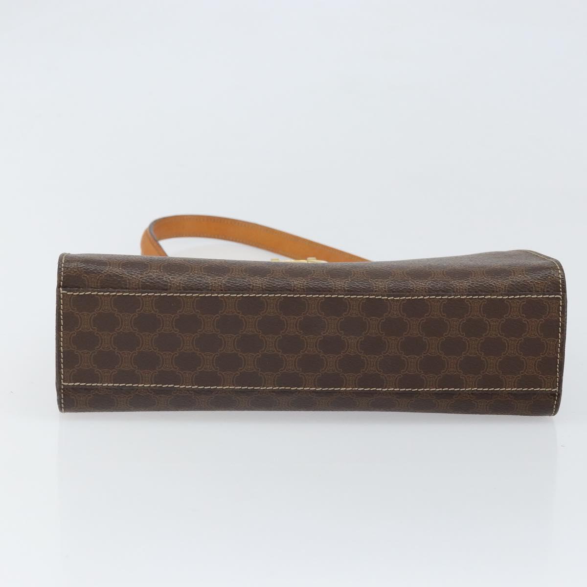 CELINE Macadam Canvas Shoulder Bag PVC Leather Brown Gold Auth 171609