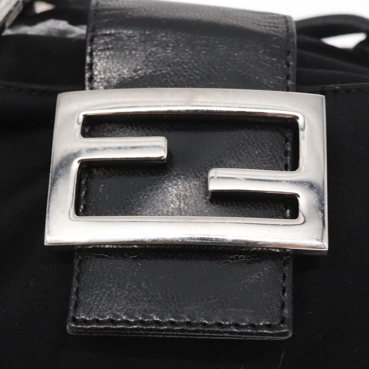 FENDI Mamma Baguette Tote Bag Black Silver Auth 171610