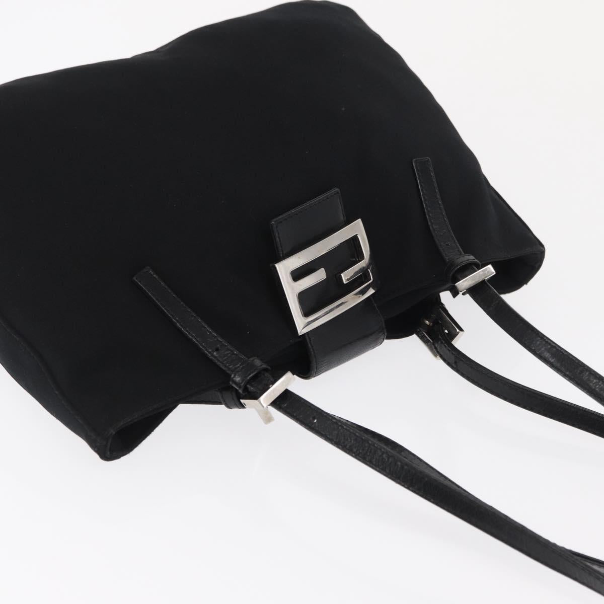 FENDI Mamma Baguette Tote Bag Black Silver Auth 171610
