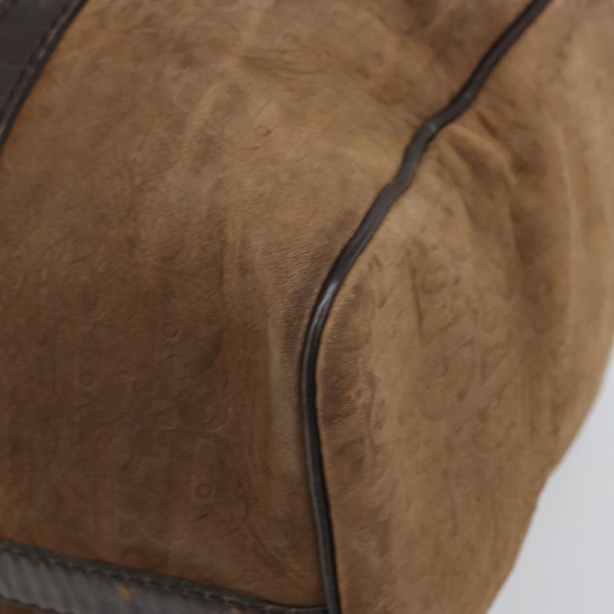 Christian Dior Trotter Canvas Hand Bag Suede Gold Brown Auth 171625