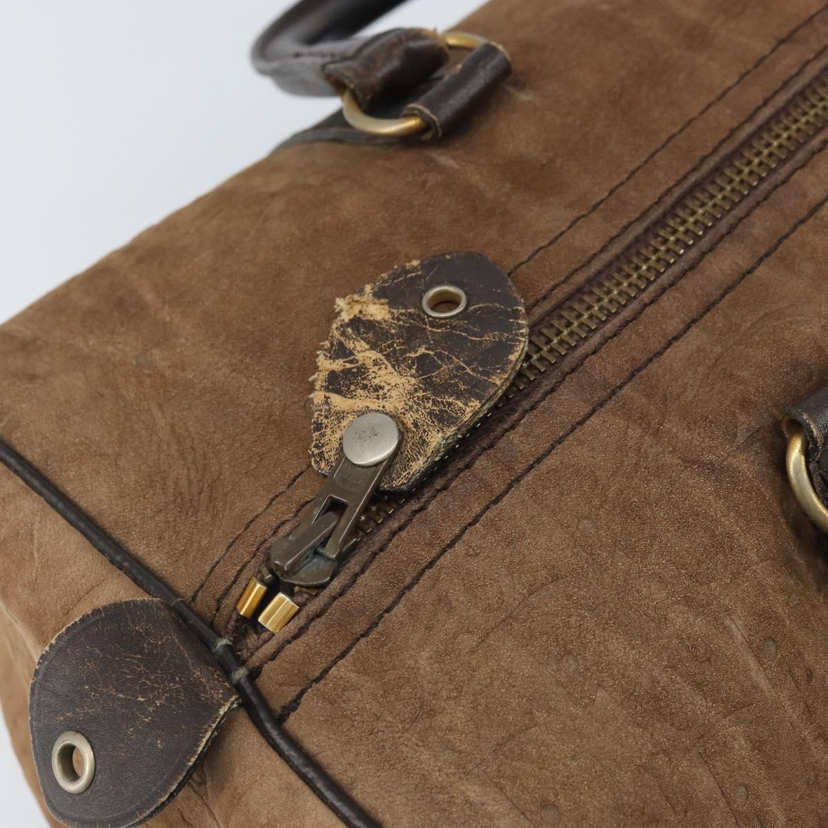 Christian Dior Trotter Canvas Hand Bag Suede Gold Brown Auth 171625