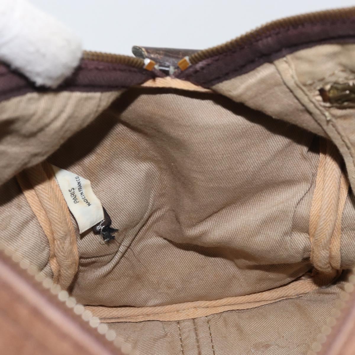 Christian Dior Trotter Canvas Hand Bag Suede Gold Brown Auth 171625