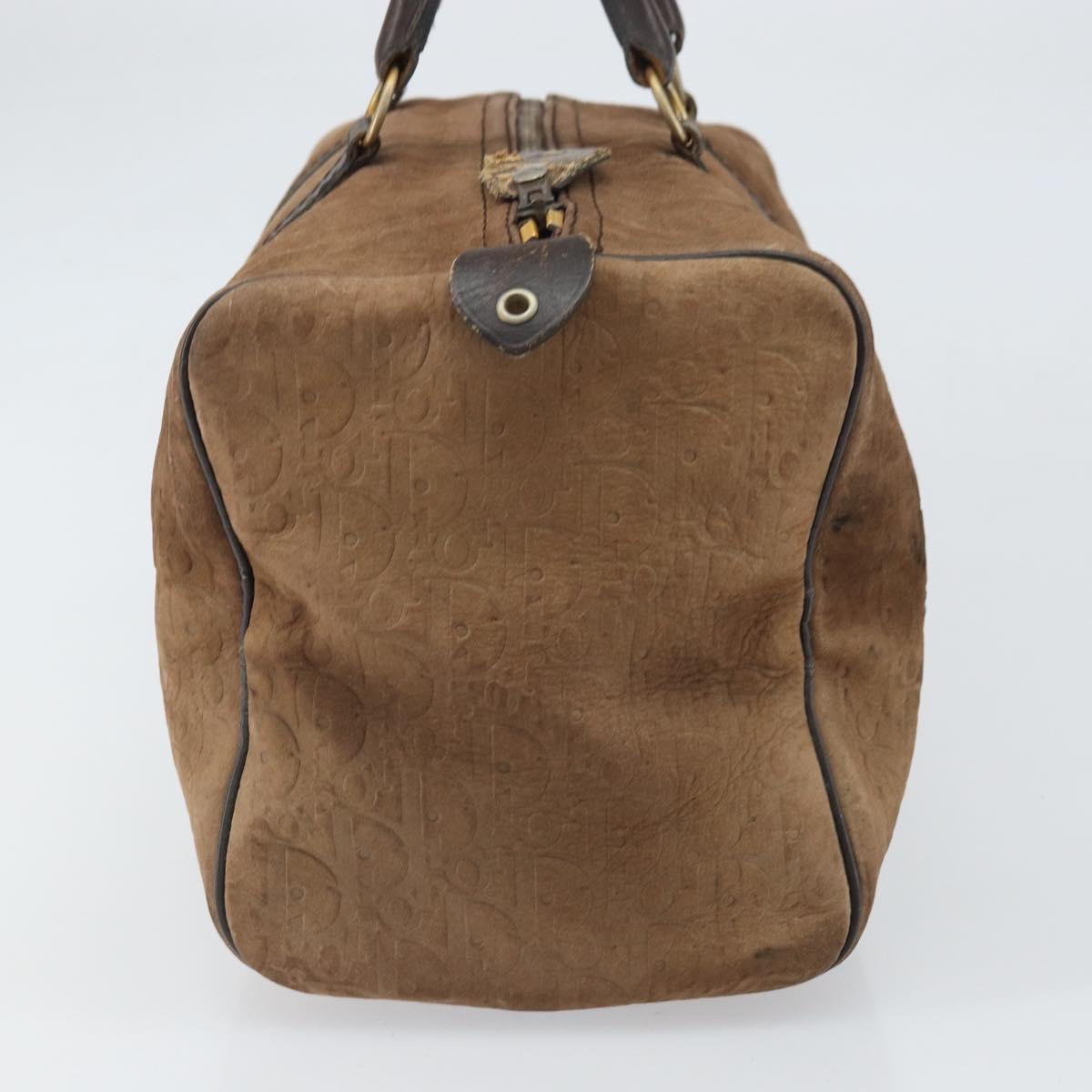 Christian Dior Trotter Canvas Hand Bag Suede Gold Brown Auth 171625