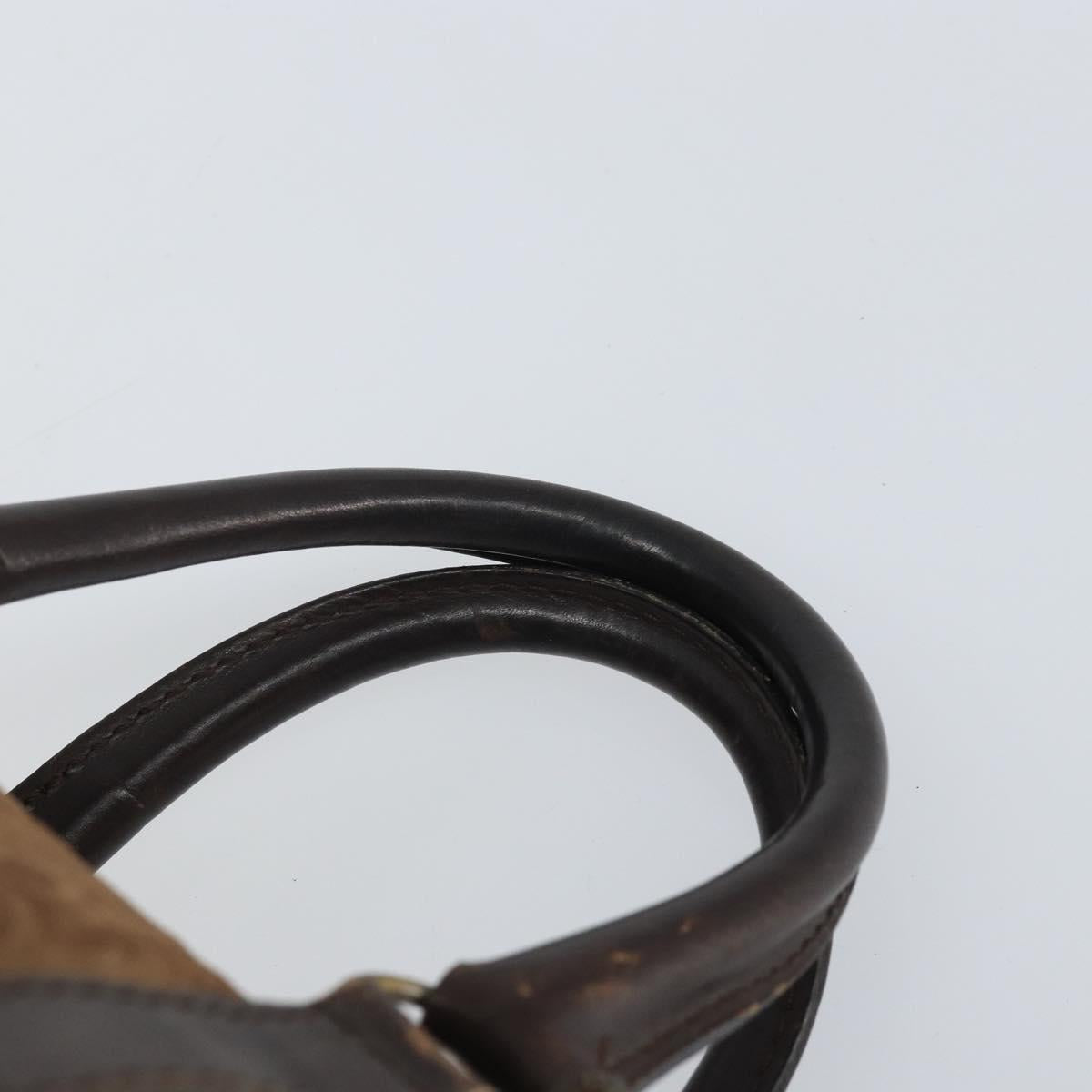 Christian Dior Trotter Canvas Hand Bag Suede Gold Brown Auth 171625