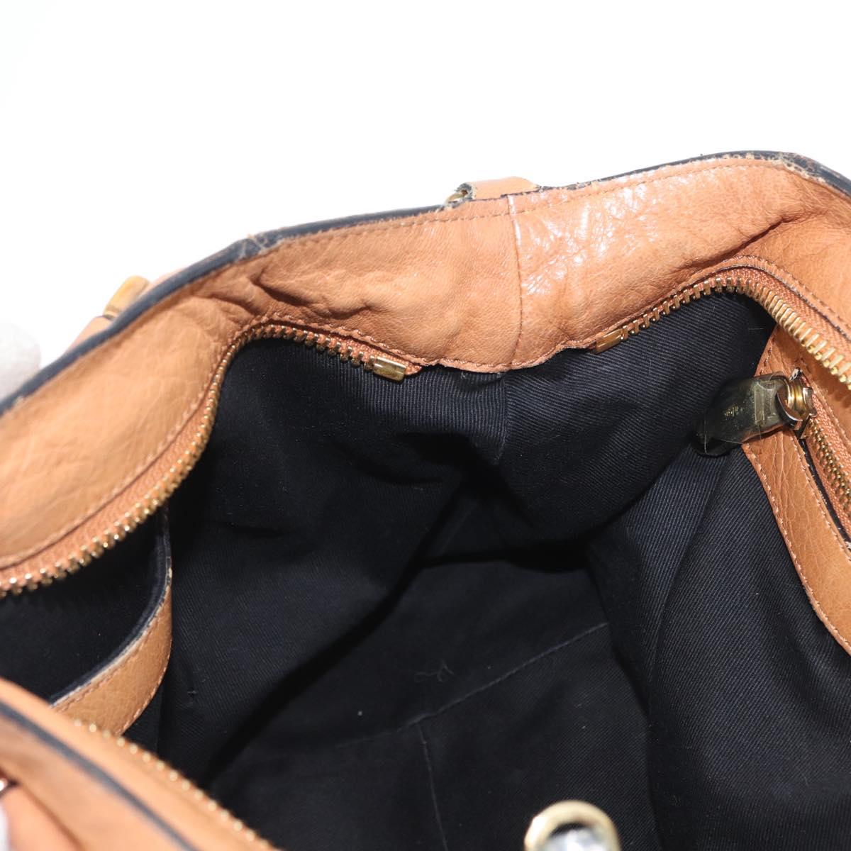 Chloe Etel Hand Bag Leather 2way Brown Gold Auth 171627A