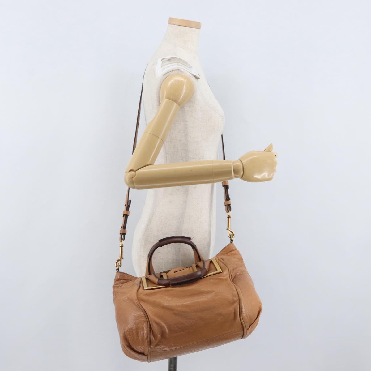 Chloe Etel Hand Bag Leather 2way Brown Gold Auth 171627A