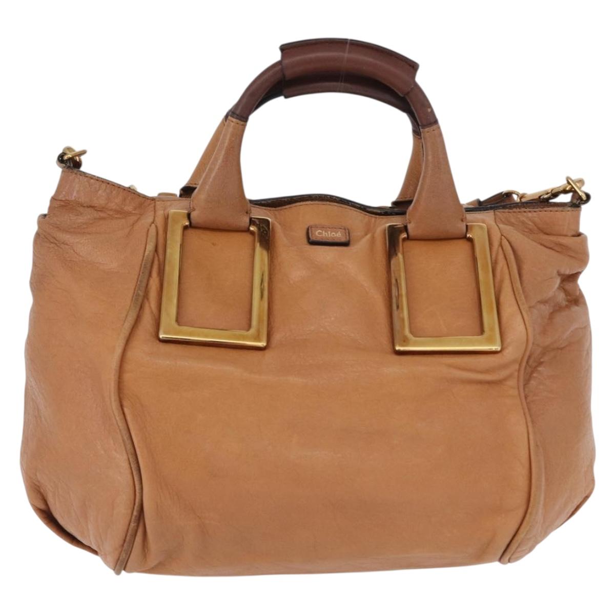 Chloe Etel Hand Bag Leather 2way Brown Gold Auth 171627A