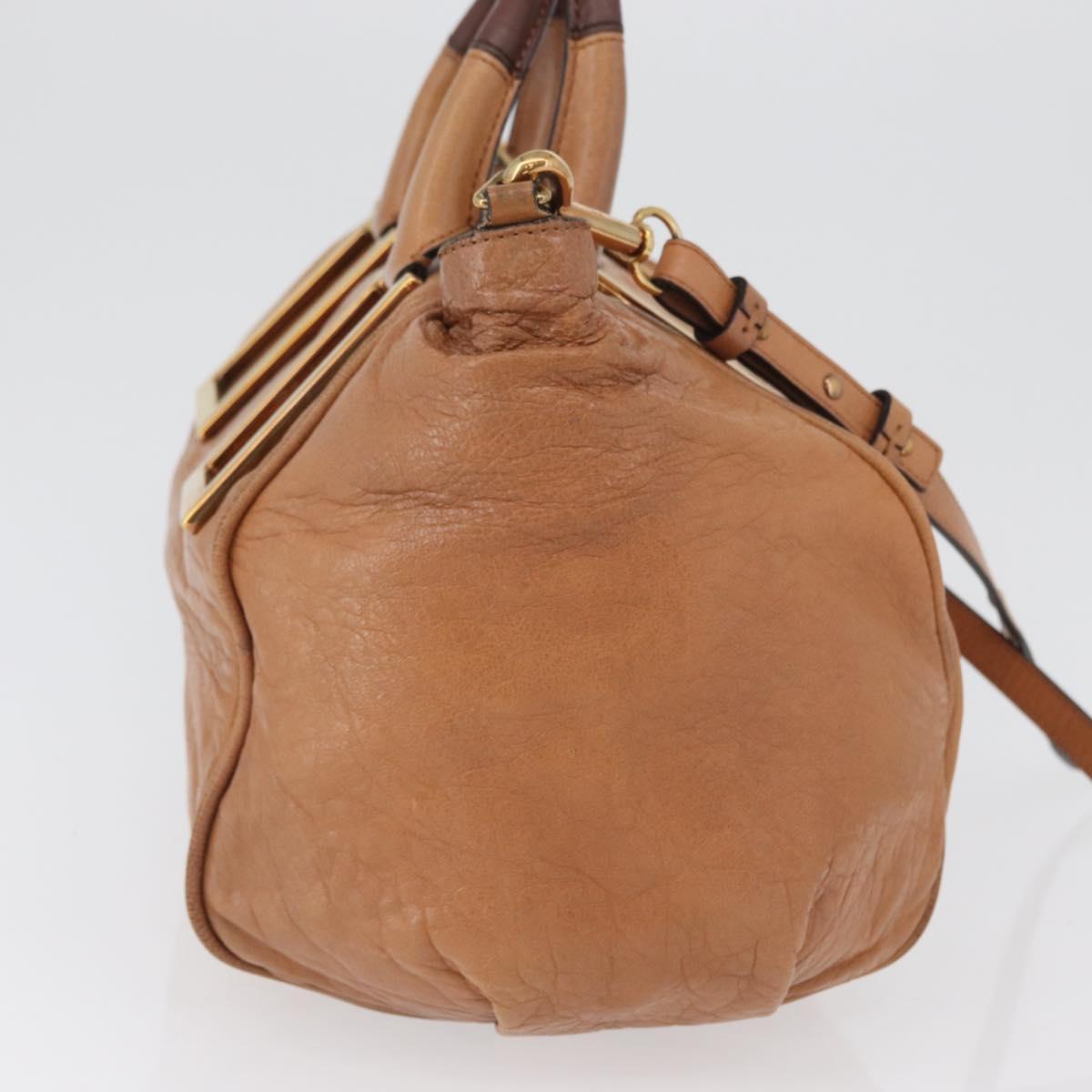 Chloe Etel Hand Bag Leather 2way Brown Gold Auth 171627A